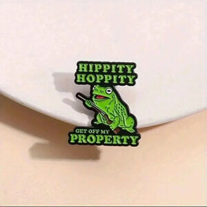 Hippity hoppity funny green frog pin brooch charm purse bag decor enamel pins bl